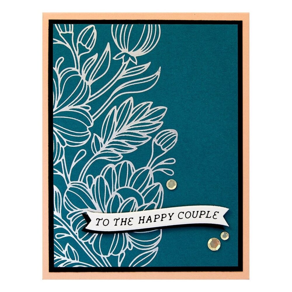 Spellbinders Glimmering Flowers Curved Everyday Sentiments Glimmer Hot Foil Plate & Die Set (GLP-434)