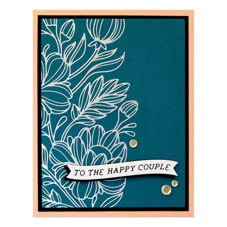 Spellbinders Glimmering Flowers Curved Everyday Sentiments Glimmer Hot Foil Plate & Die Set (GLP-434)