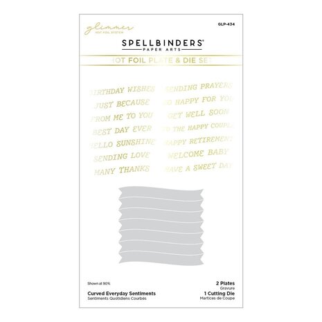 Spellbinders Glimmering Flowers Curved Everyday Sentiments Glimmer Hot Foil Plate & Die Set (GLP-434)