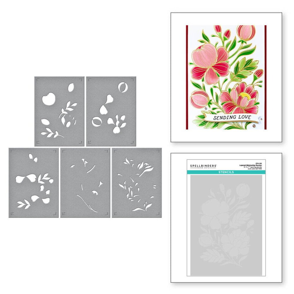 Spellbinders Glimmering Flowers Peonies Glimmer Hot Foil Plate and Stencil Bundle (BD-0841)