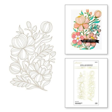Spellbinders Glimmering Flowers Peonies Glimmer Hot Foil Plate and Stencil Bundle (BD-0841)