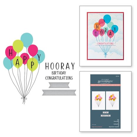 Spellbinders Cheers to You Happy Hooray Balloons Registration Press Plate & Die Set (BPR-005) Spellbinders Cheers to You Happy Hooray Balloons Registration Press Plate & Die Set (BPR-005)