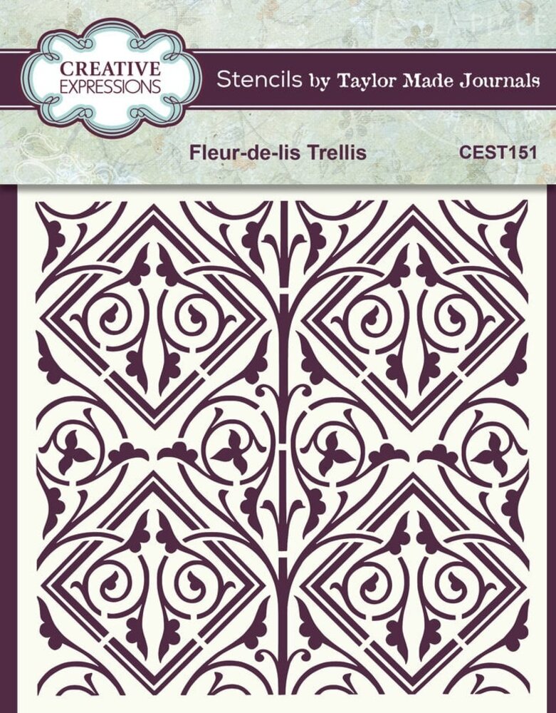 Creative Expressions Fleur-de-lis Trellis 6x6 Inch Stencil (CEST151)
