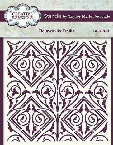 Creative Expressions Fleur-de-lis Trellis 6x6 Inch Stencil (CEST151)