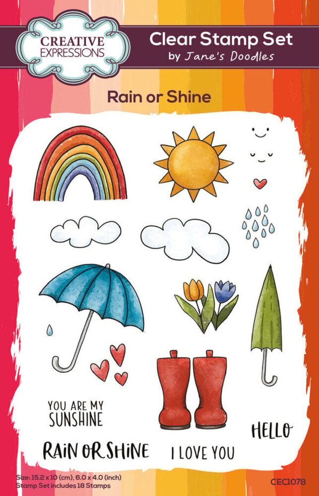 Creative Expressions Jane's Doodles Clear Stamp Set Rain or Shine (CEC1078)