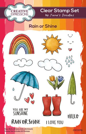 Creative Expressions Jane's Doodles Clear Stamp Set Rain or Shine (CEC1078)