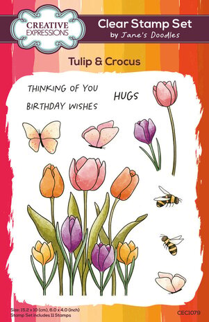 Creative Expressions Jane's Doodles Clear Stamp Set Tulip & Crocus (CEC1079)