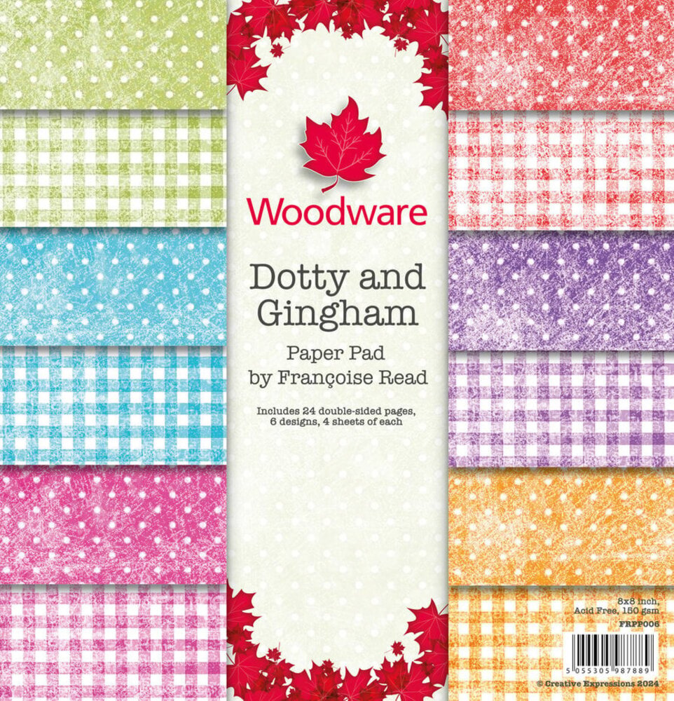 Woodware Dotty And Gingham 8x8 Inch Paper Pad (FRPP006) Woodware Dotty And Gingham 8x8 Inch Paper Pad (FRPP006)