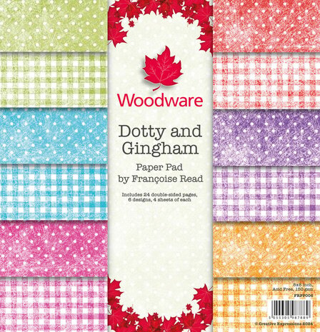 Woodware Dotty And Gingham 8x8 Inch Paper Pad (FRPP006) Woodware Dotty And Gingham 8x8 Inch Paper Pad (FRPP006)