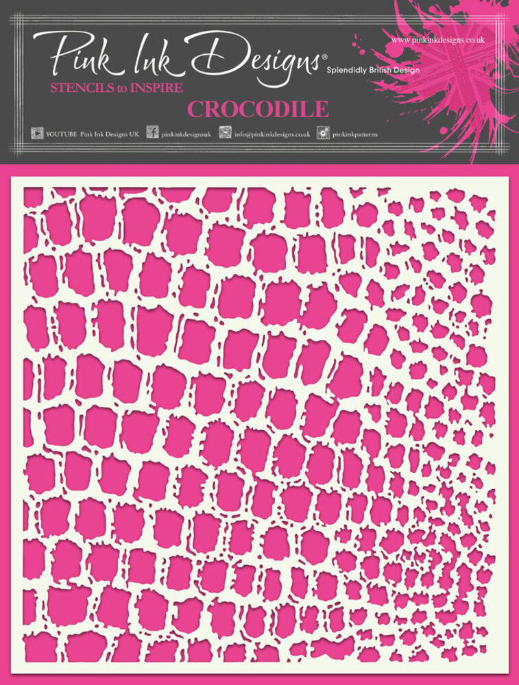 Pink Ink Designs Crocodile 7x7 Inch Masking Stencil (PINKST023) Pink Ink Designs Crocodile 7x7 Inch Masking Stencil (PINKST023)
