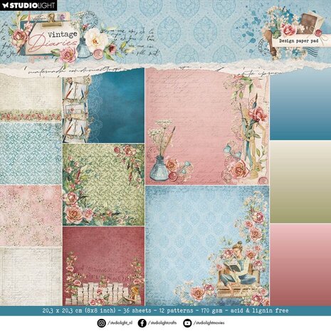 Studio Light Vintage Diaries 8x8 Inch Background Paper Pad (SL-VD-MPP177)