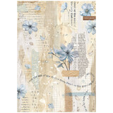 Stamperia Create Happiness Secret Diary A4 Rice Paper Blue Flower (DFSA4861)