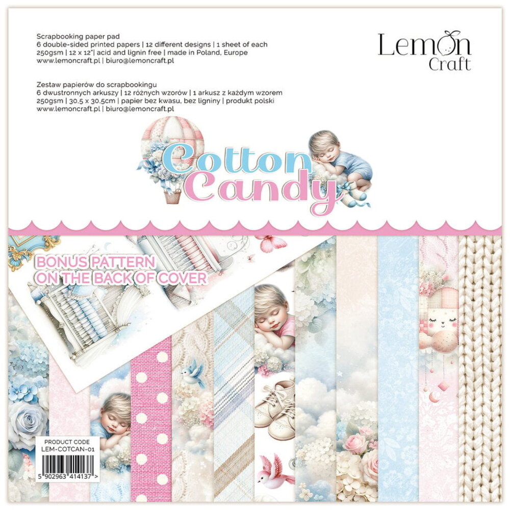 LemonCraft Cotton Candy 12x12 Inch Paper Pad (LEM-COTCAN-01)