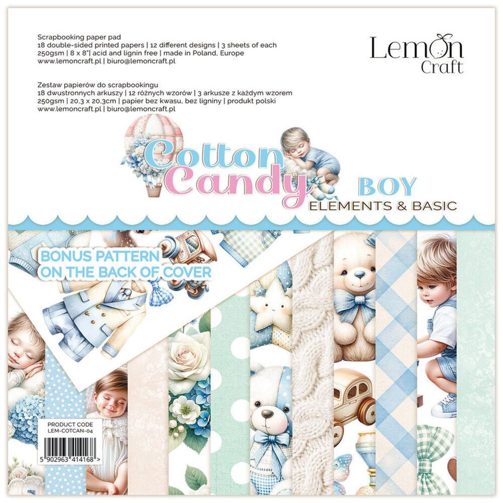 LemonCraft Cotton Candy Boy 8x8 Inch Elements & Basic Paper Pad (LEM-COTCAN-04) LemonCraft Cotton Candy Boy 8x8 Inch Elements & Basic Paper Pad (LEM-COTCAN-04)