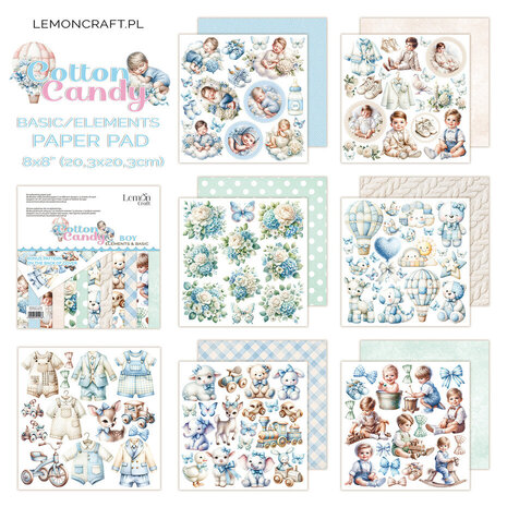 LemonCraft Cotton Candy Boy 8x8 Inch Elements & Basic Paper Pad (LEM-COTCAN-04) LemonCraft Cotton Candy Boy 8x8 Inch Elements & Basic Paper Pad (LEM-COTCAN-04)