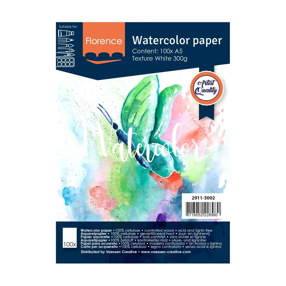 Vaessen Creative Florance Texture Intense Aquarelpapier A5 100pcs (2911-5002) Vaessen Creative Florance Texture Intense Aquarelpapier A5 100pcs (2911-5002)
