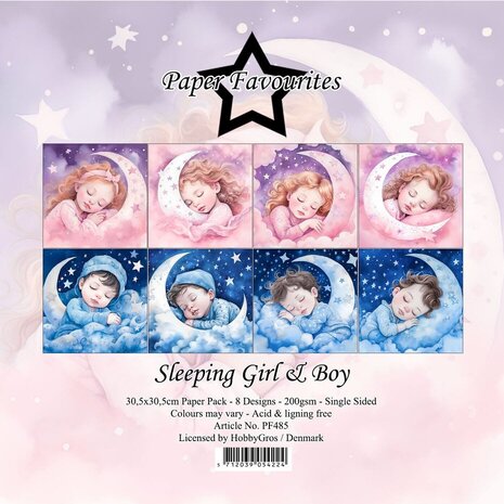 Paper Favourites Sleeping Girl & Boy 12x12 Inch Paper Pack (PF485)