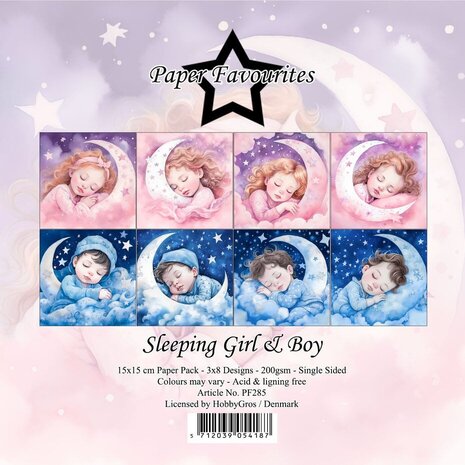 Paper Favourites Sleeping Girl & Boy 6x6 Inch Paper Pack (PF285)
