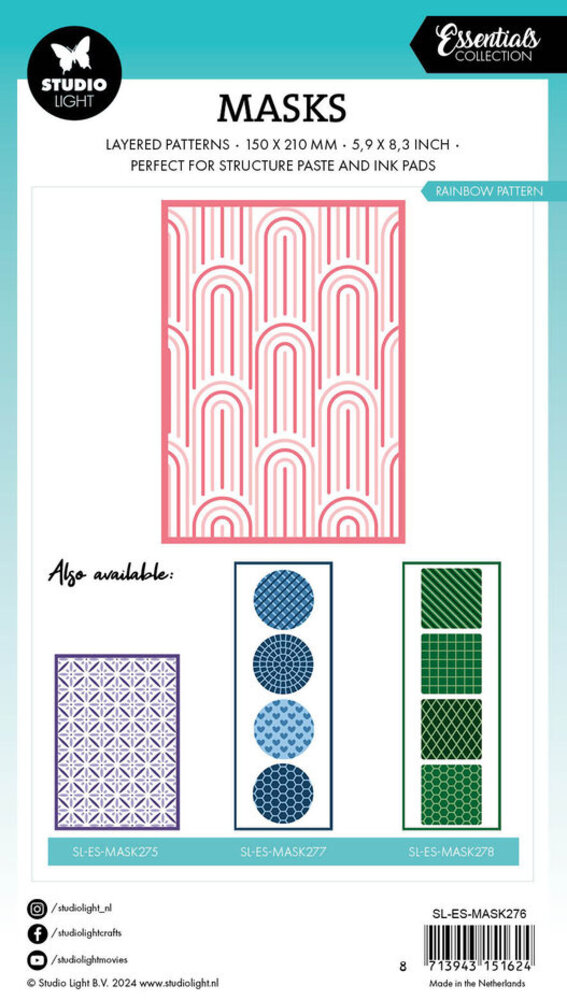 Studio Light Essentials Rainbow Pattern Masking Stencil (SL-ES-MASK276) Studio Light Essentials Rainbow Pattern Masking Stencil (SL-ES-MASK276)