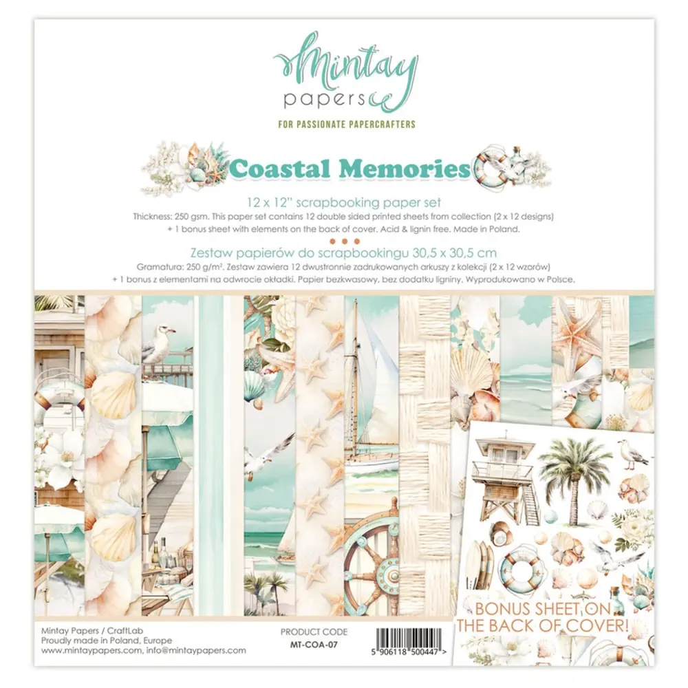 Mintay Coastal Memories 12x12 Inch Scrapbooking Paper Set (MT-COA-07) Mintay Coastal Memories 12x12 Inch Scrapbooking Paper Set (MT-COA-07)