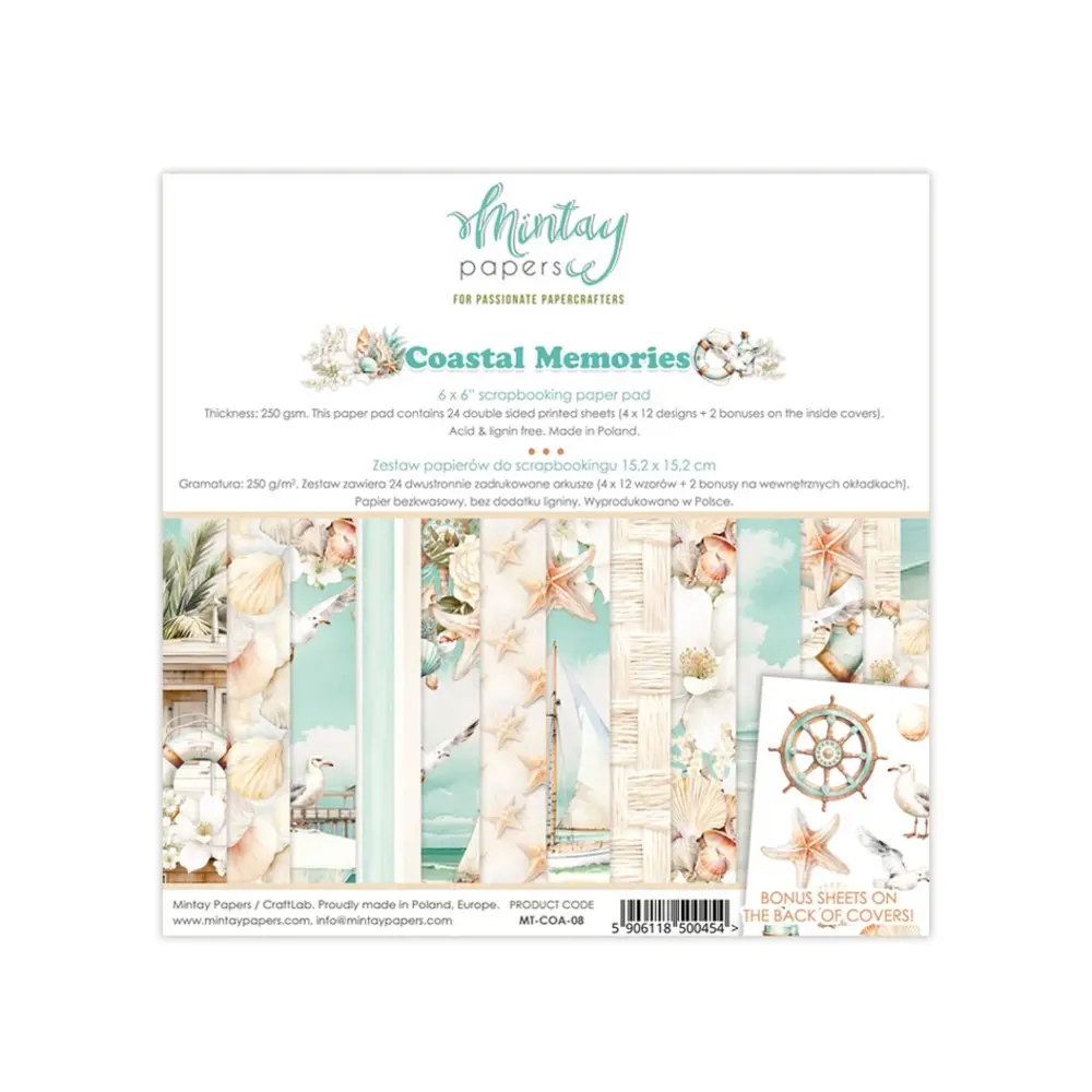Mintay Coastal Memories 6x6 Inch Scrapbooking Paper Pad (MT-COA-08) Mintay Coastal Memories 6x6 Inch Scrapbooking Paper Pad (MT-COA-08)