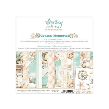 Mintay Coastal Memories 6x6 Inch Scrapbooking Paper Pad (MT-COA-08) Mintay Coastal Memories 6x6 Inch Scrapbooking Paper Pad (MT-COA-08)