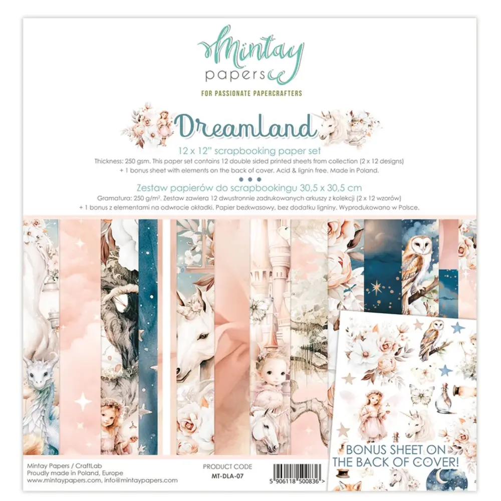 Mintay Dreamland 12x12 Inch Scrapbooking Paper Set (MT-DLA-07)