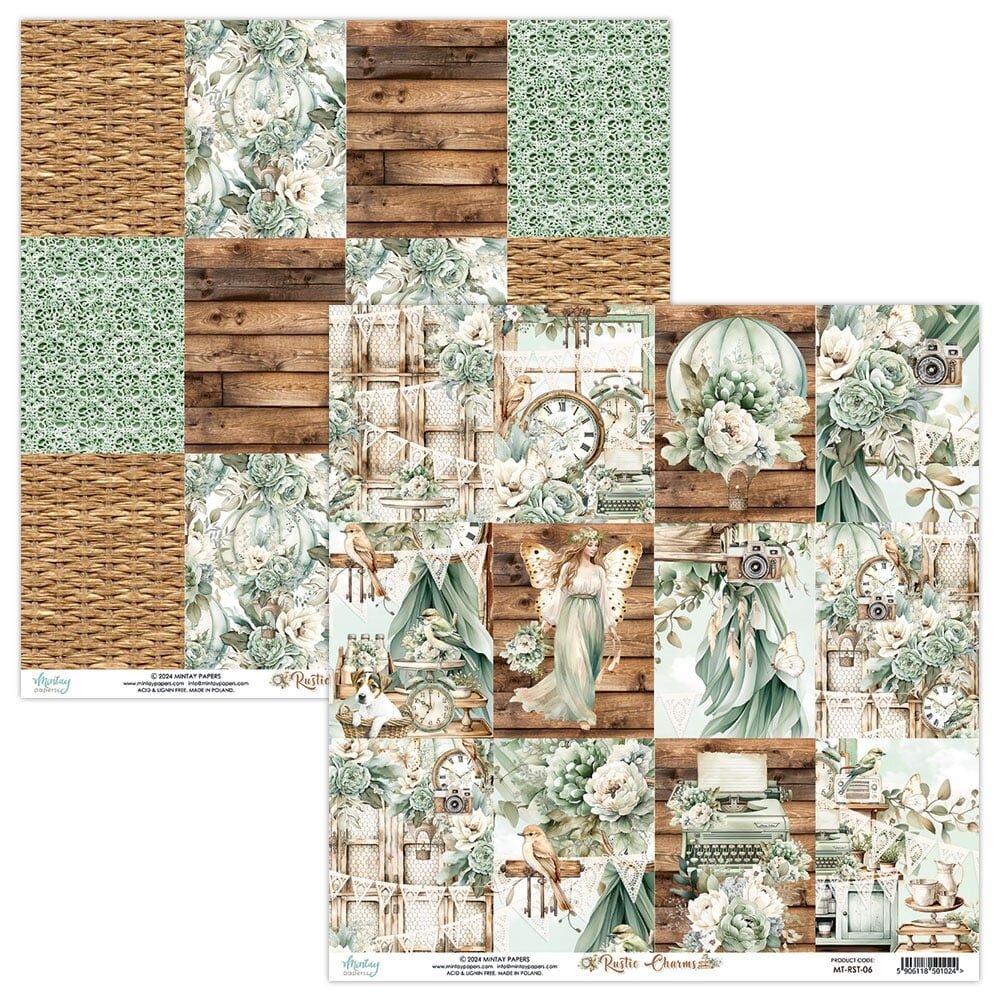 Mintay Rustic Charms 6x6 Inch Scrapbooking Paper Pad (MT-RST-08)