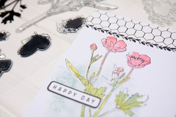 Sizzix Clear Stamps with Framelits A5 Painted Pencil Botanical (666635) Sizzix Clear Stamps with Framelits A5 Painted Pencil Botanical (666635)