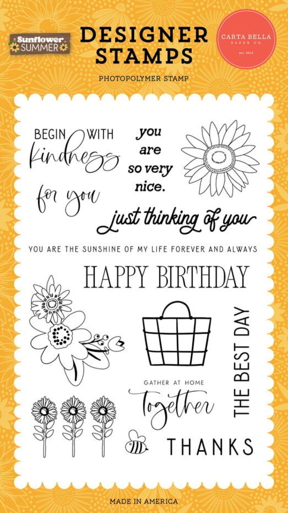 Carta Bella Sunflower Summer Begin With Kindness Clear Stamps (CBSS368045) Carta Bella Sunflower Summer Begin With Kindness Clear Stamps (CBSS368045)