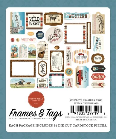 Carta Bella Cowboys Ephemera Frames & Tags (CBCBS371025) Carta Bella Cowboys Ephemera Frames & Tags (CBCBS371025)