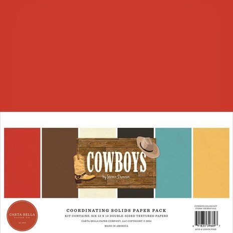 Carta Bella Cowboys 12x12 Inch Coordinating Solids Paper Pack (CBCBS371015)