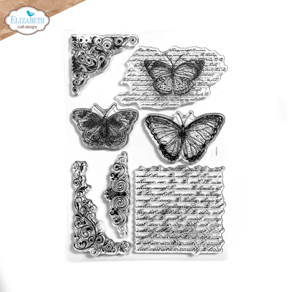 Elizabeth Craft Designs Evening Rose A5 Clear Stamps Butterflies and Swirls (CS348)