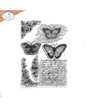 Elizabeth Craft Designs Evening Rose A5 Clear Stamps Butterflies and Swirls (CS348)