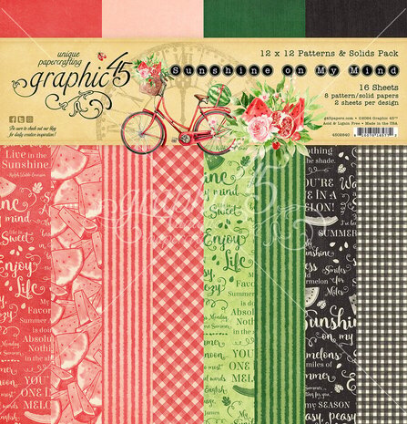 Graphic 45 Sunshine on my Mind 12x12 Inch Patterns & Solids Paper Pack (4502840) Graphic 45 Sunshine on my Mind 12x12 Inch Patterns & Solids Paper Pack (4502840)