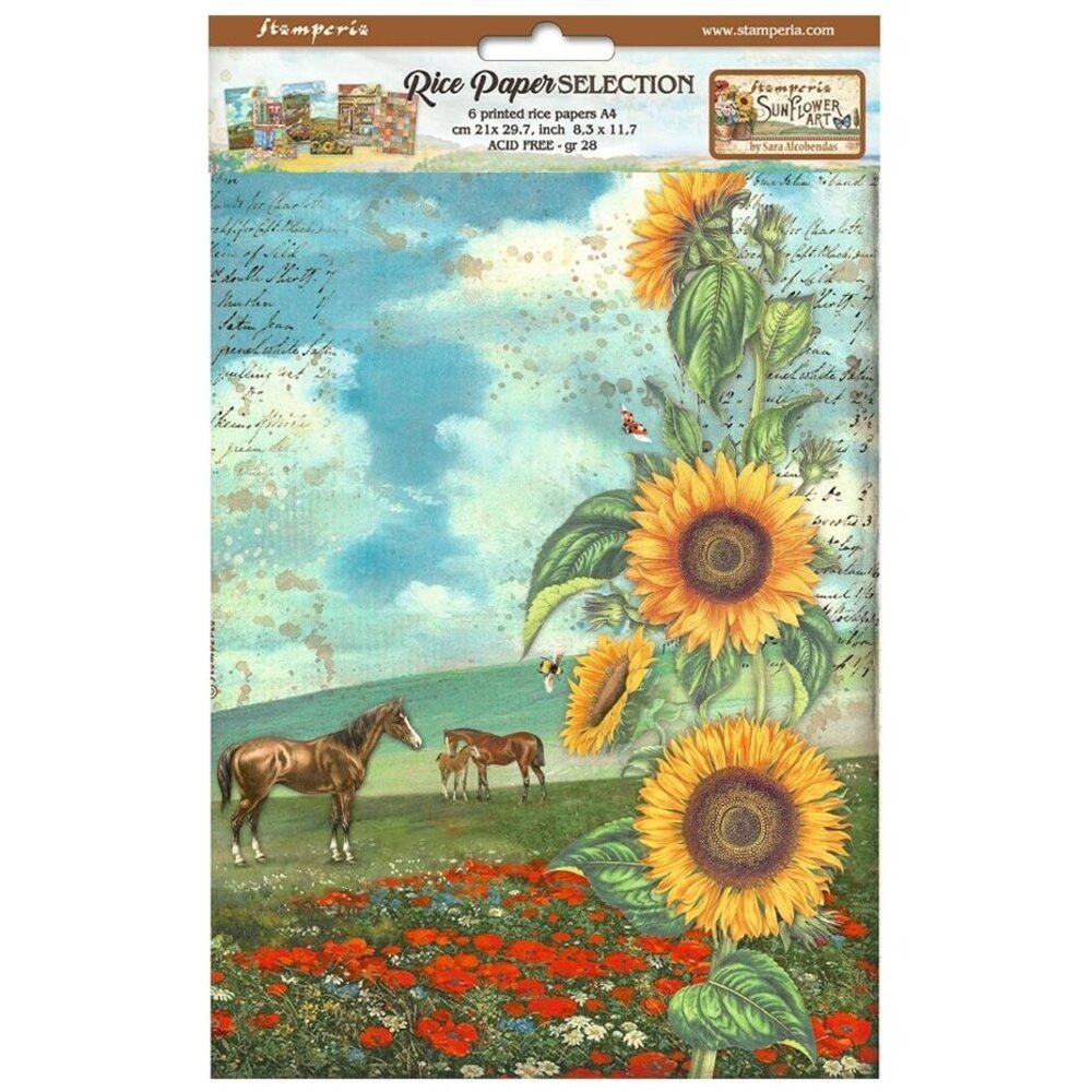Stamperia Sunflower Art Rice Paper Selection A4 (DFSA4XSF) Stamperia Sunflower Art Rice Paper Selection A4 (DFSA4XSF)