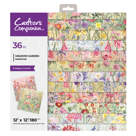 Crafter's Companion Meadow Garden 12x12 Inch Paper Pad (CC-PAD12-MEGA)