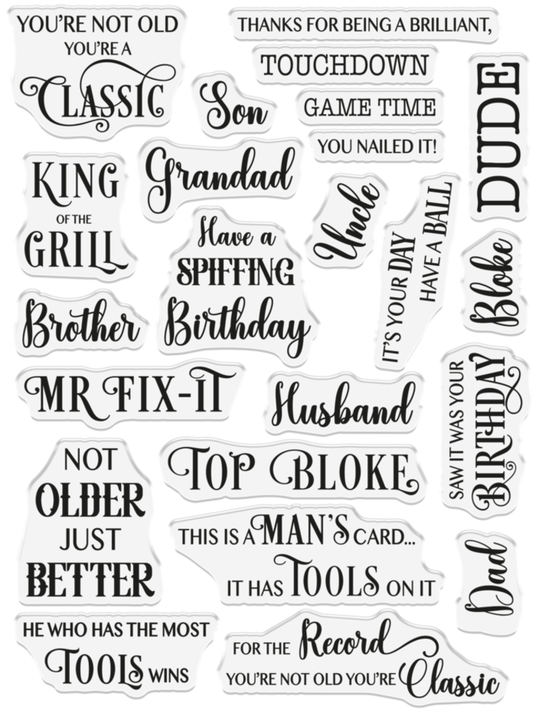 Crafter's Companion Modern Man Sentiments Clear Stamps (CC-MM-STP-MOMS) Crafter's Companion Modern Man Sentiments Clear Stamps (CC-MM-STP-MOMS)