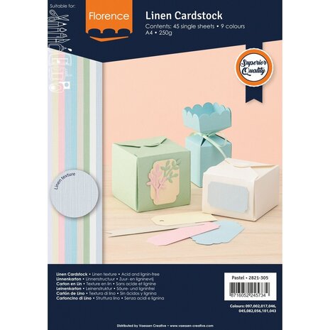 Vaessen Creative Florence Pastel Linnenkarton A4 Paper Pack (2821-305)