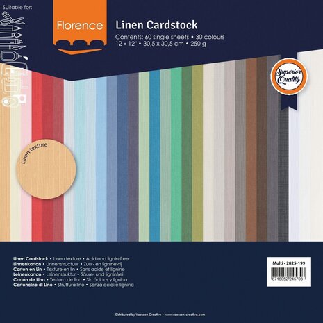 Vaessen Creative Florence Multi Linnenkarton 12x12 Inch Paper Pack (2825-199) Vaessen Creative Florence Multi Linnenkarton 12x12 Inch Paper Pack (2825-199)
