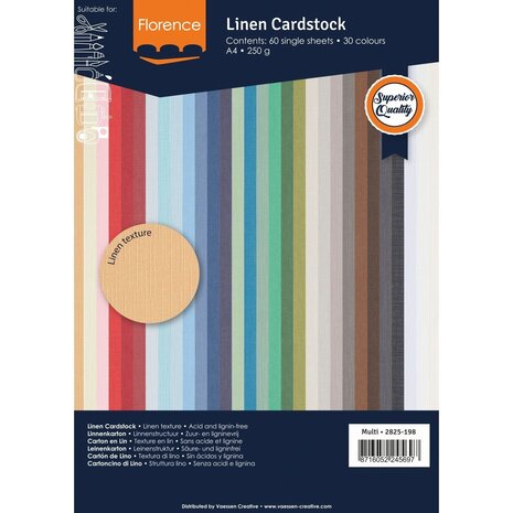 Vaessen Creative Florence Multi Linnenkarton A4 Paper Pack (2825-198) Vaessen Creative Florence Multi Linnenkarton A4 Paper Pack (2825-198)