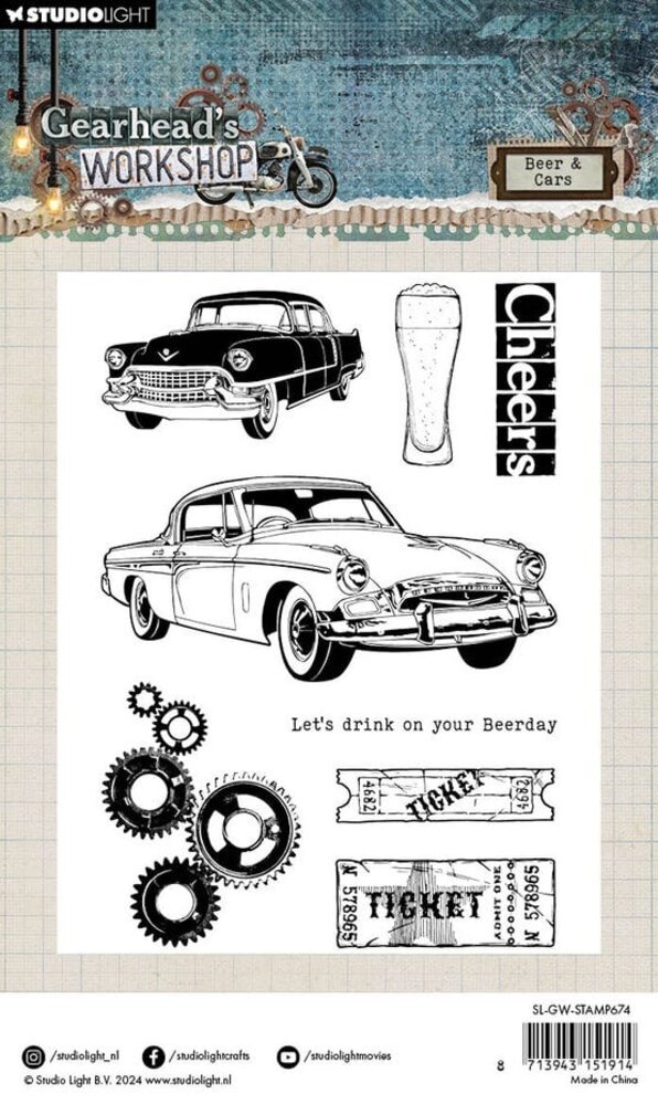 Studio Light Gearhead's Workshop Clear Stamps Beer & Cars (SL-GW-STAMP674) Studio Light Gearhead's Workshop Clear Stamps Beer & Cars (SL-GW-STAMP674)