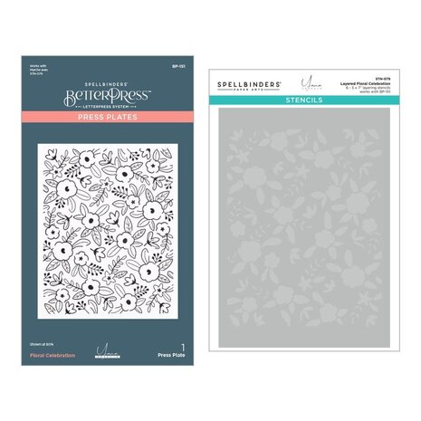 Spellbinders Let’s Celebrate Floral Celebration Press Plate and Stencil Bundle (BD-0835) Spellbinders Let’s Celebrate Floral Celebration Press Plate and Stencil Bundle (BD-0835)