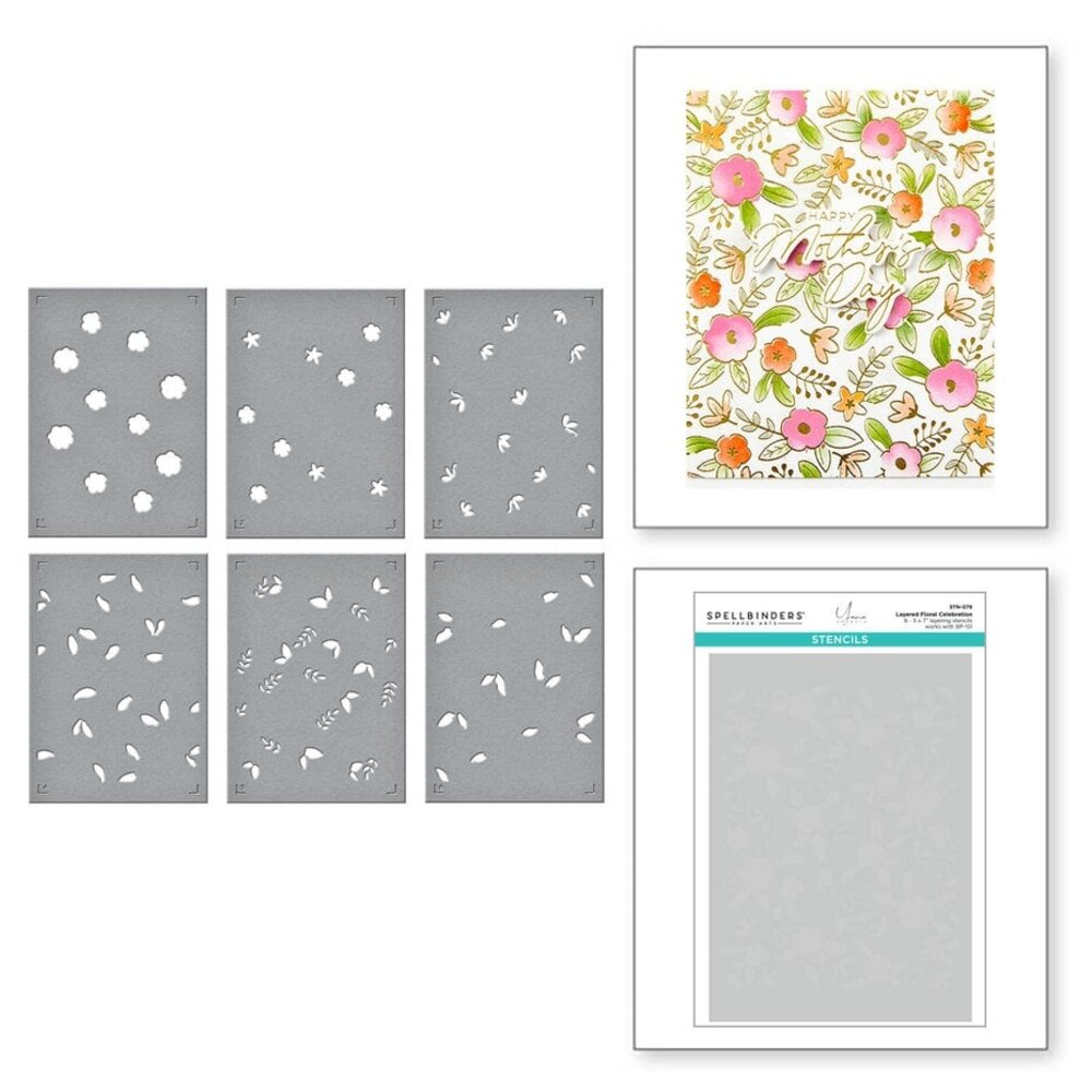 Spellbinders Let’s Celebrate Floral Celebration Press Plate and Stencil Bundle (BD-0835) Spellbinders Let’s Celebrate Floral Celebration Press Plate and Stencil Bundle (BD-0835)