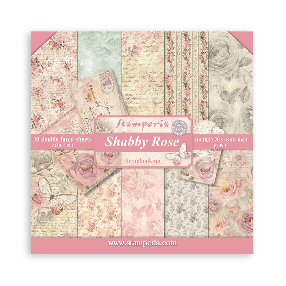 Stamperia Shabby Rose 8x8 Inch Paper Pack (SBBS107) Stamperia Shabby Rose 8x8 Inch Paper Pack (SBBS107)