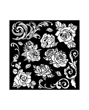 Stamperia Shabby Rose Thick Stencil 18x18cm Rose Pattern (KSTDQ104)*