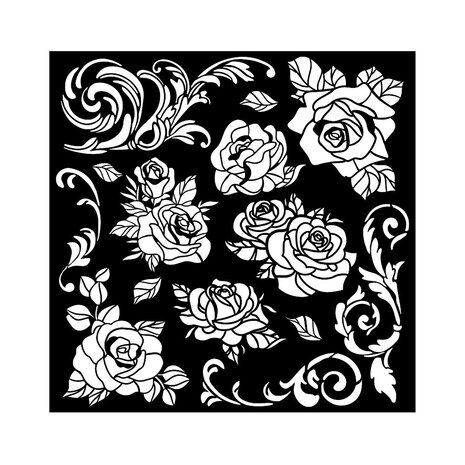 Stamperia Shabby Rose Thick Stencil 18x18cm Rose Pattern (KSTDQ104)
