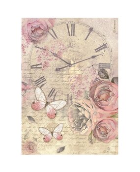 Stamperia Shabby Rose A4 Rice Paper Clock (DFSA4880)*