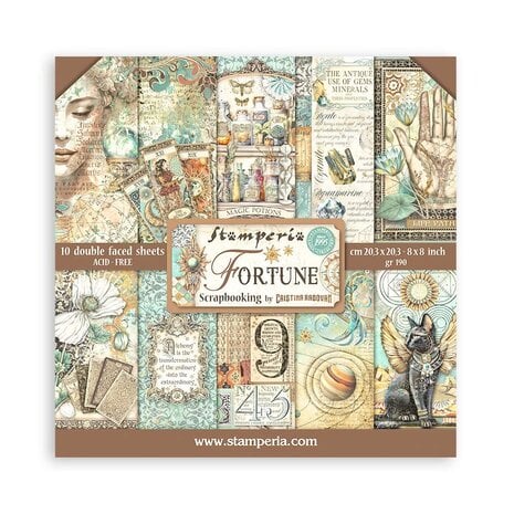 Stamperia Fortune 8x8 Inch Paper Pack (SBBS105) Stamperia Fortune 8x8 Inch Paper Pack (SBBS105)