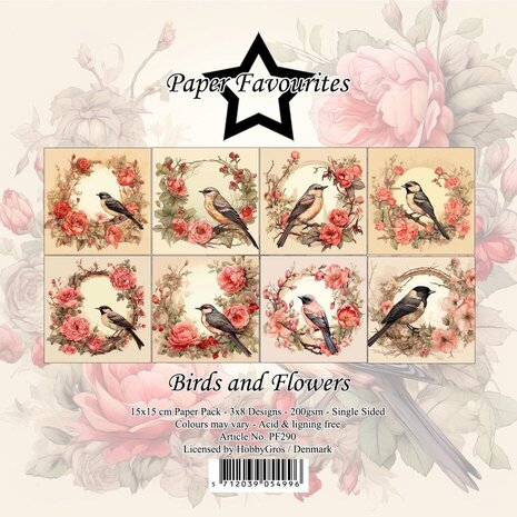 Paper Favourites Birds and Flowers 6x6 Inch Paper Pack (PF290) Paper Favourites Birds and Flowers 6x6 Inch Paper Pack (PF290)